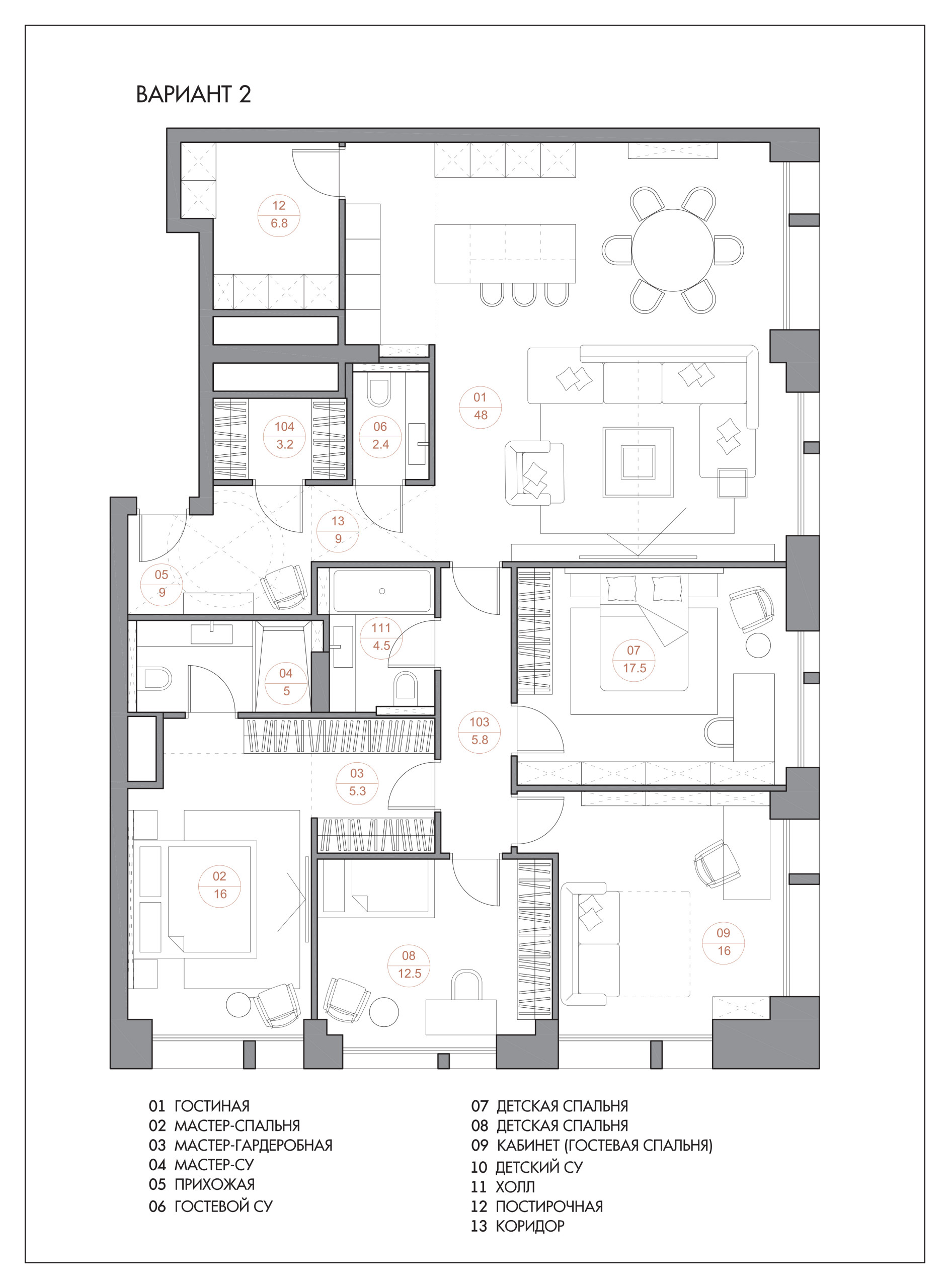 Поиск планировки: Семейная квартира с тремя детскими— 4 плана | Houzz Россия