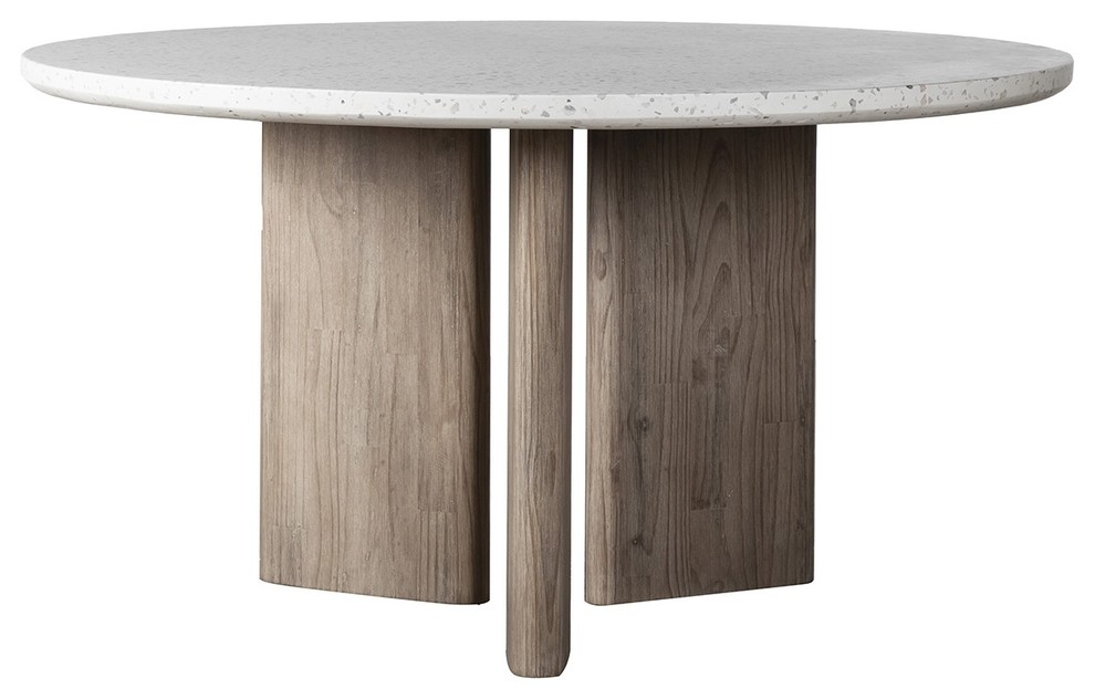 55 W Ercole Indoor Outdoor Dining Table Terrazzo Top Solid Acacia Wood Transitional Outdoor Dining Tables By Noble Origins Home