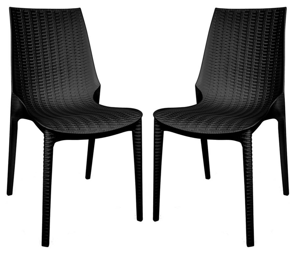 Leisuremod Kent Outdoor Dining Chair, Set Of 2 Kc19Bl2 Tropical