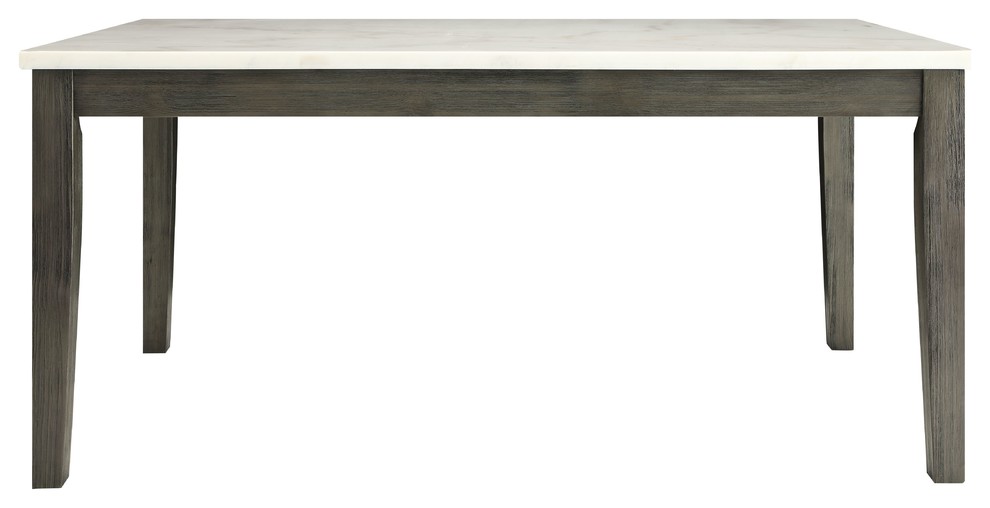 ACME Merel Dining Table, White Marble and Gray Oak Transitional
