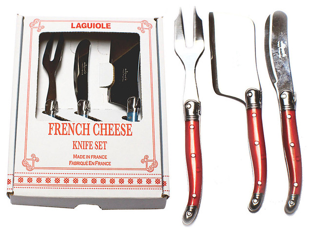 Laguiole French Cheese Knife Set, Red