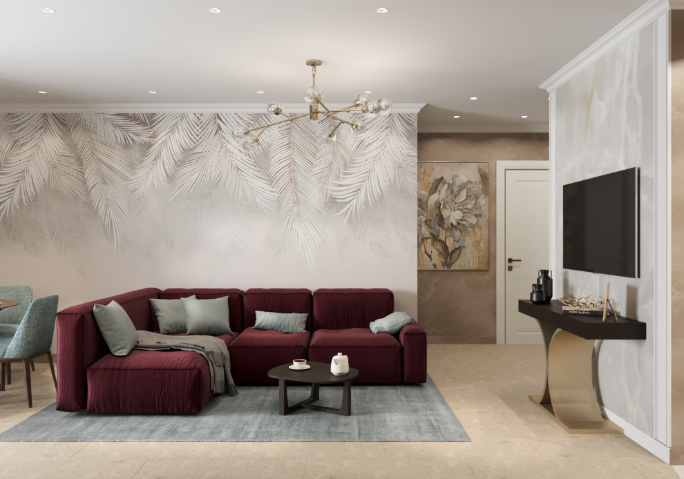 4-к квартира 105 м² в бардовых цветах