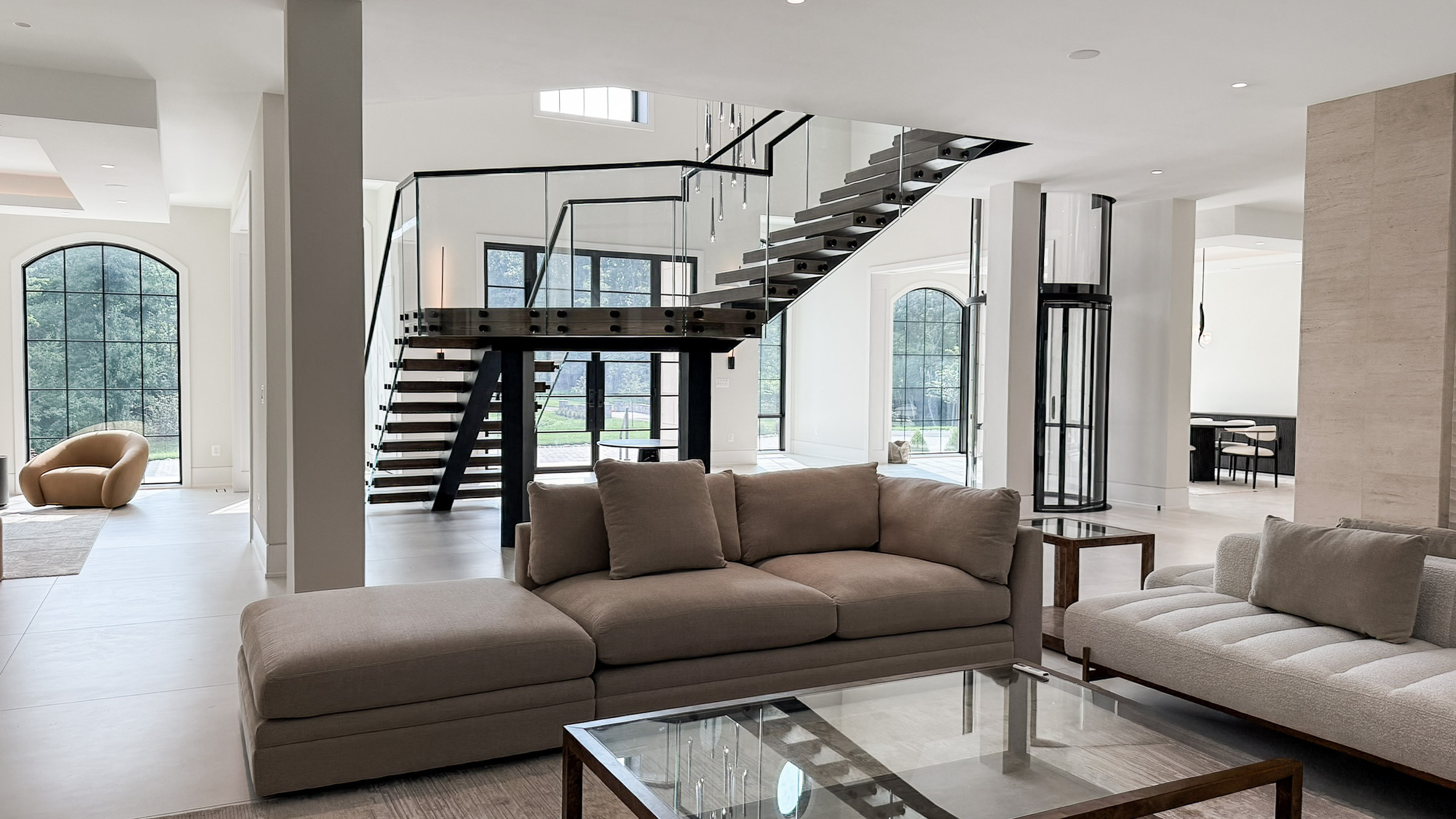 Project #159 | Modern Foyer Stair with Stand-off Glass Railing