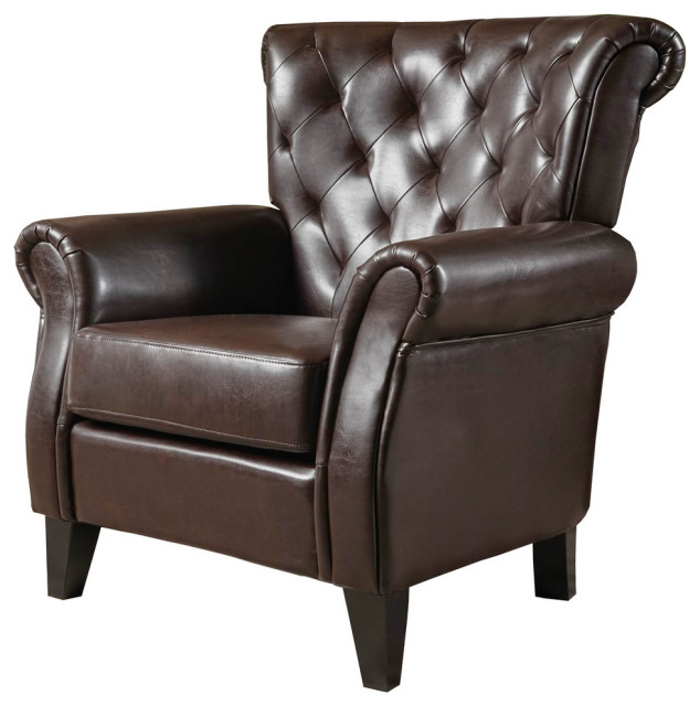 Lucille Oversized Tufted Hazelnut Brown, Oversized Leather Chair