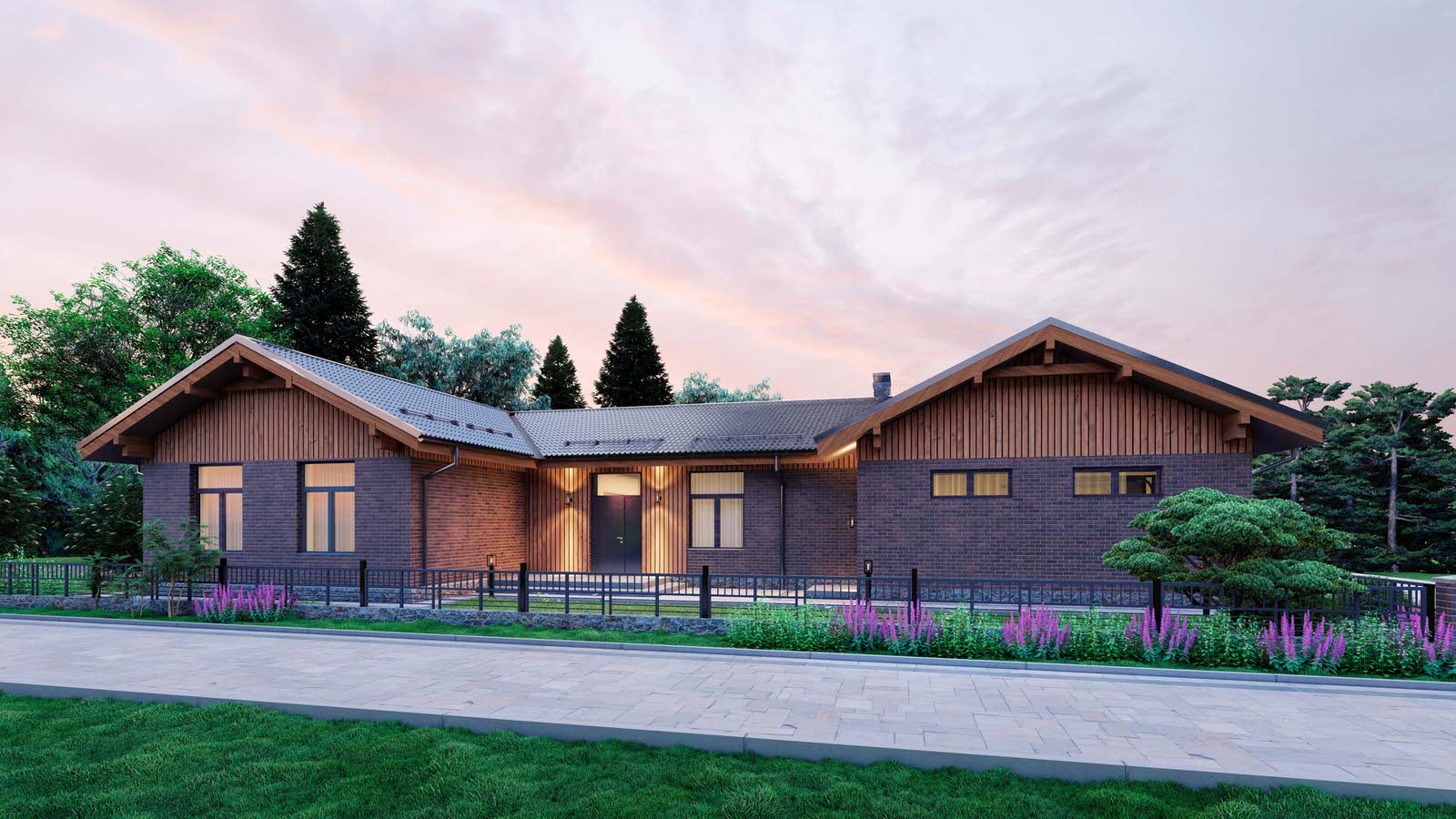 Проект одноэтажного дома с коммерческой частью