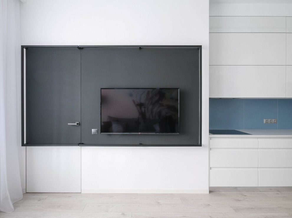 Квартира для молодой студентки. TV стена в кухне-гостиной.