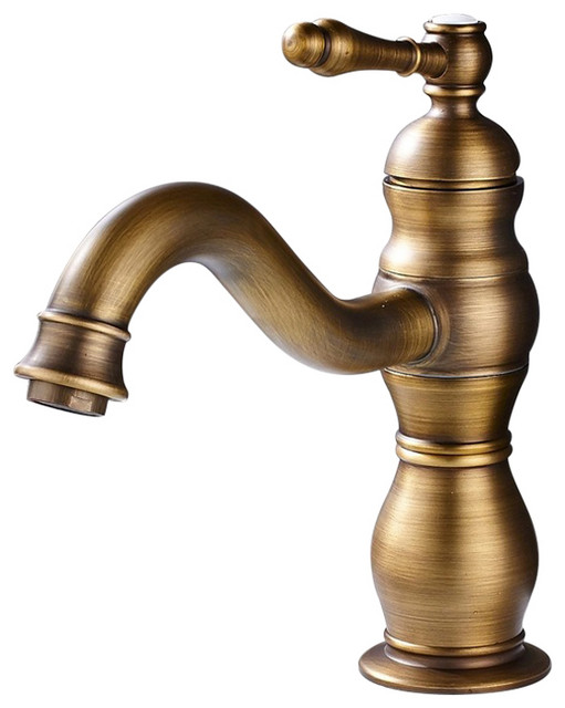 Fontana Dijon Single Hole Antique Brass, Antique Brass Bathroom Sink Faucets