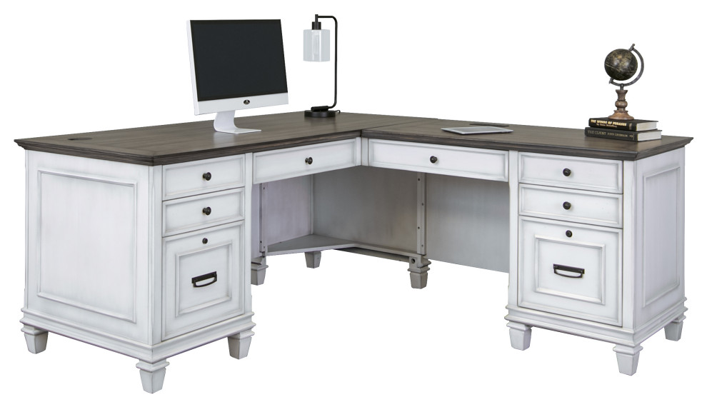 Martin Furniture Hartford LShaped Desk Farmhouse Desks And Hutches