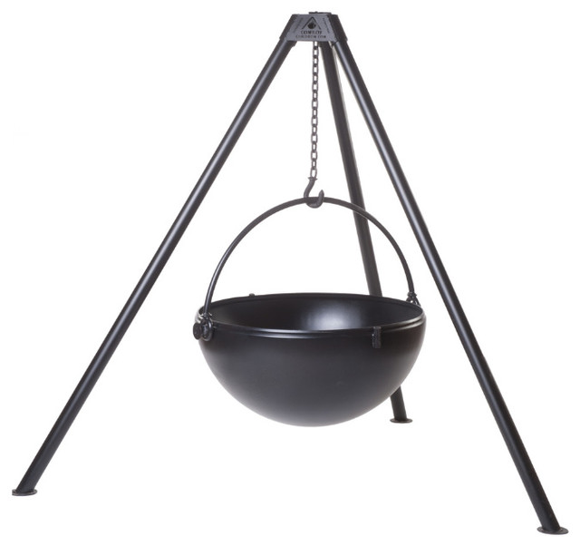 Wrangler Cast Iron Fire Pit With Tripod, Cowboy Cauldron Fire Pit And Grill