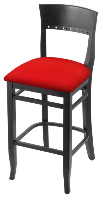 3160 25 Bar Stool with Black Finish and Canter Red Seat