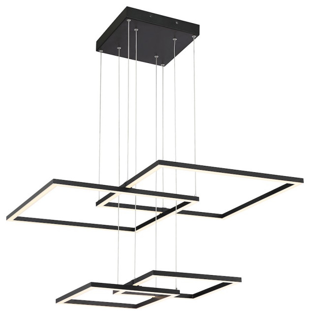 Access Lighting Squared Pendant, Black/White Acrylic