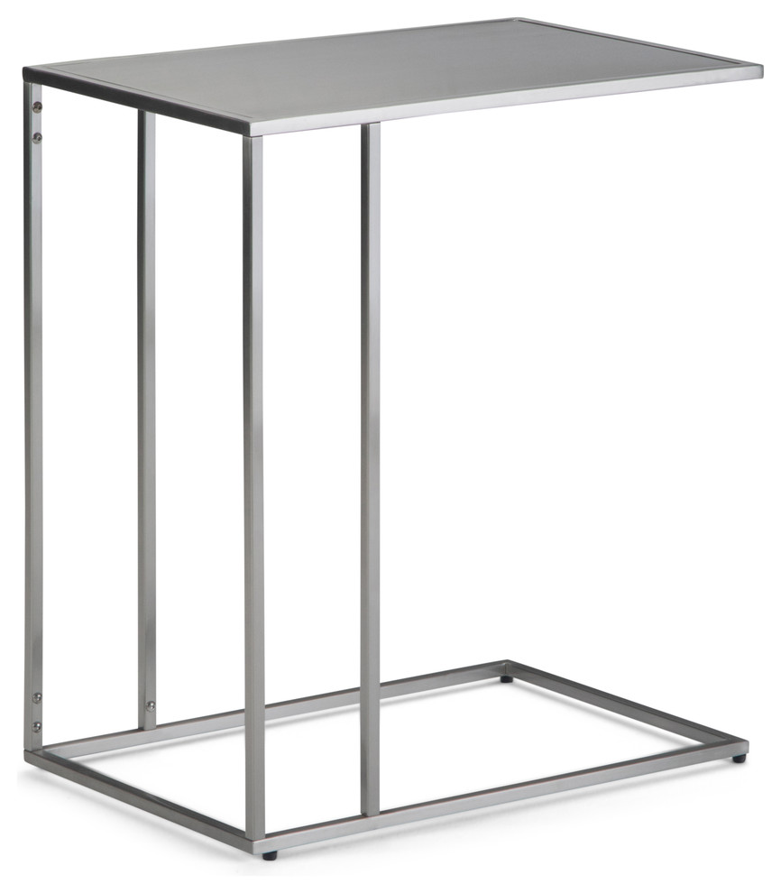 Sloan Industrial 20 Inch Wide Metal C Side Table In Stainless Steel