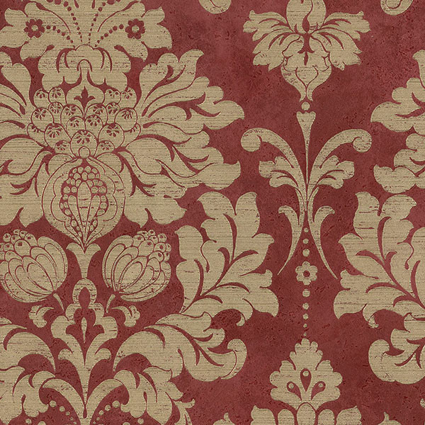 Large Red and Gold Damask, Md29421 Wall Covering Wallpaper by
