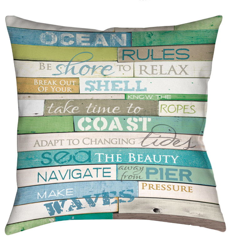 Ocean Rules Decorative Pillow, 18"x18"