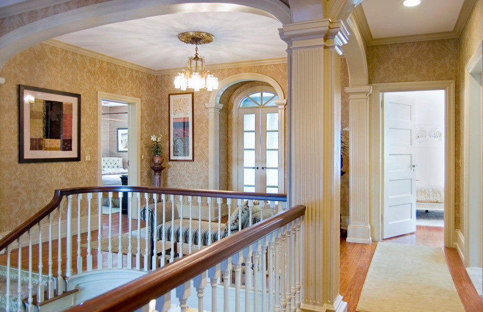 Photo of a traditional hallway in Philadelphia with medium hardwood floors.