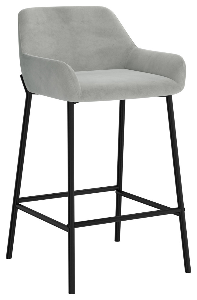 Contemporary Faux Leather & Metal 26" Counter Stool, Set of 2