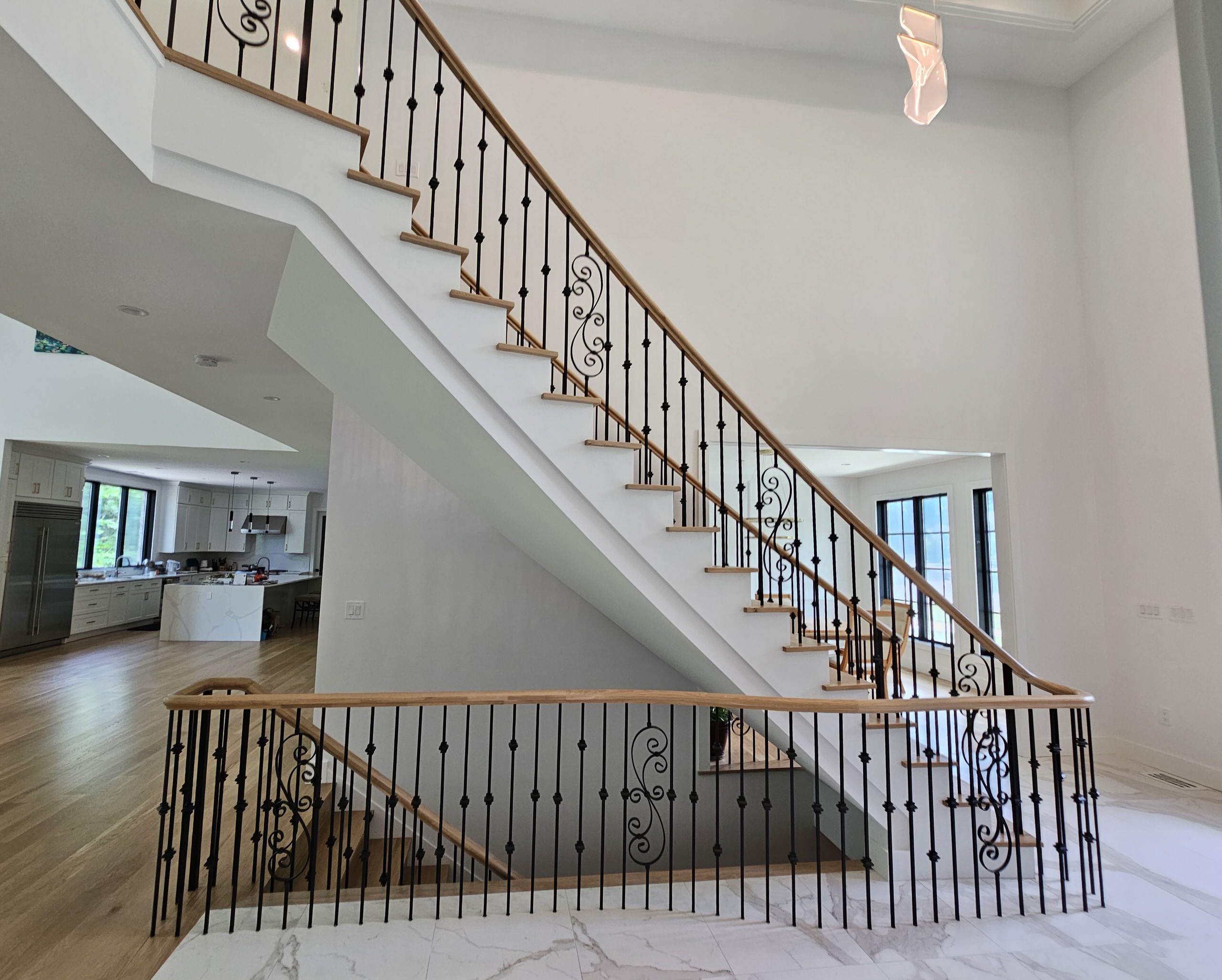 120_Luxurious White Oak Stair with Iron Balusters, Great Falls, 22066