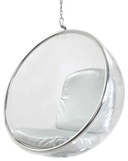 Bubble Chair Hanging Industrial Silver Cushion Contemporary