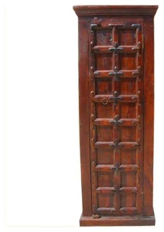 Lansing Solid Wood Narrow Armoire With Shelves Traditional