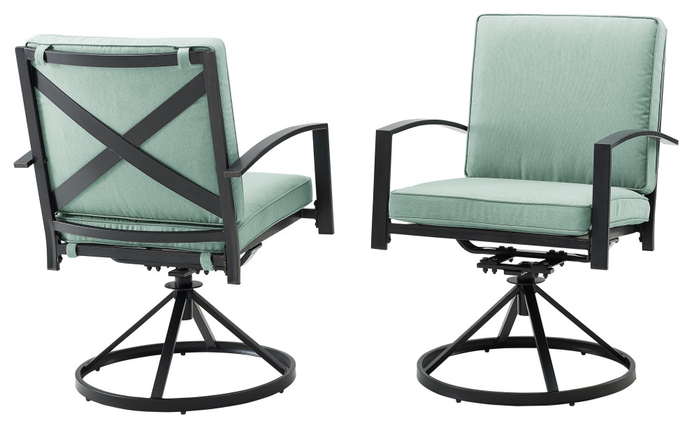 Kaplan 2Piece Outdoor Dining Swivel Chair Set Contemporary Outdoor