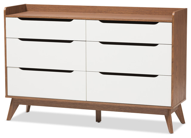 Mid Century Modern White And Walnut Wood 3 Drawer Storage Chest Mid Century Modern White And Walnut Wood 6 Drawer Storage Dresser