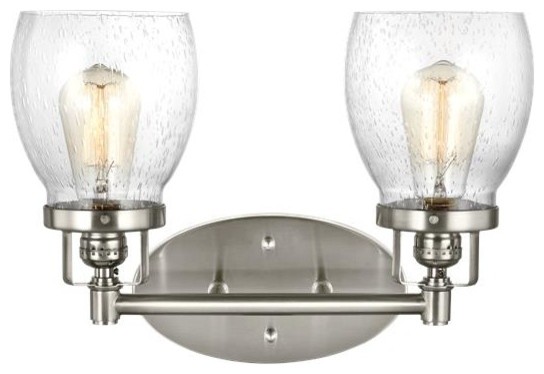 Belton 2-Light Bathroom Vanity Light in Brushed Nickel, 15.000 ...