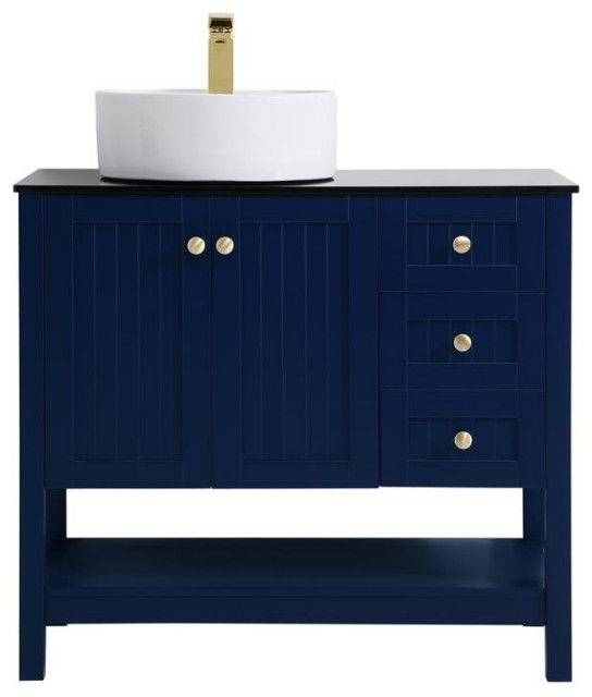 Grey 36" Vessel Sink Bathroom Vanity Transitional Bathroom Vanities And Sink Consoles by