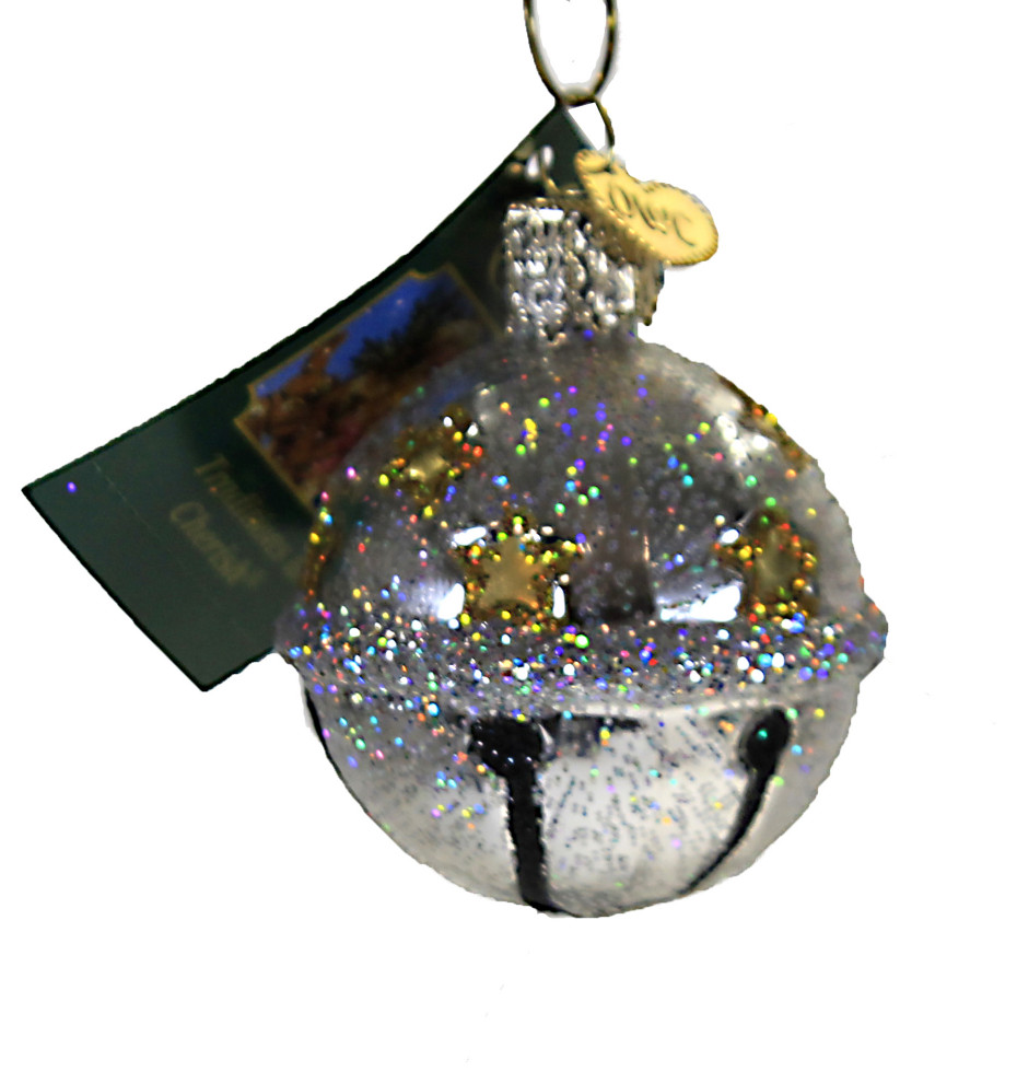 Jingle Bell - One Ornament 2 Inch, Glass - Horse Bell Style 38022 SILVER