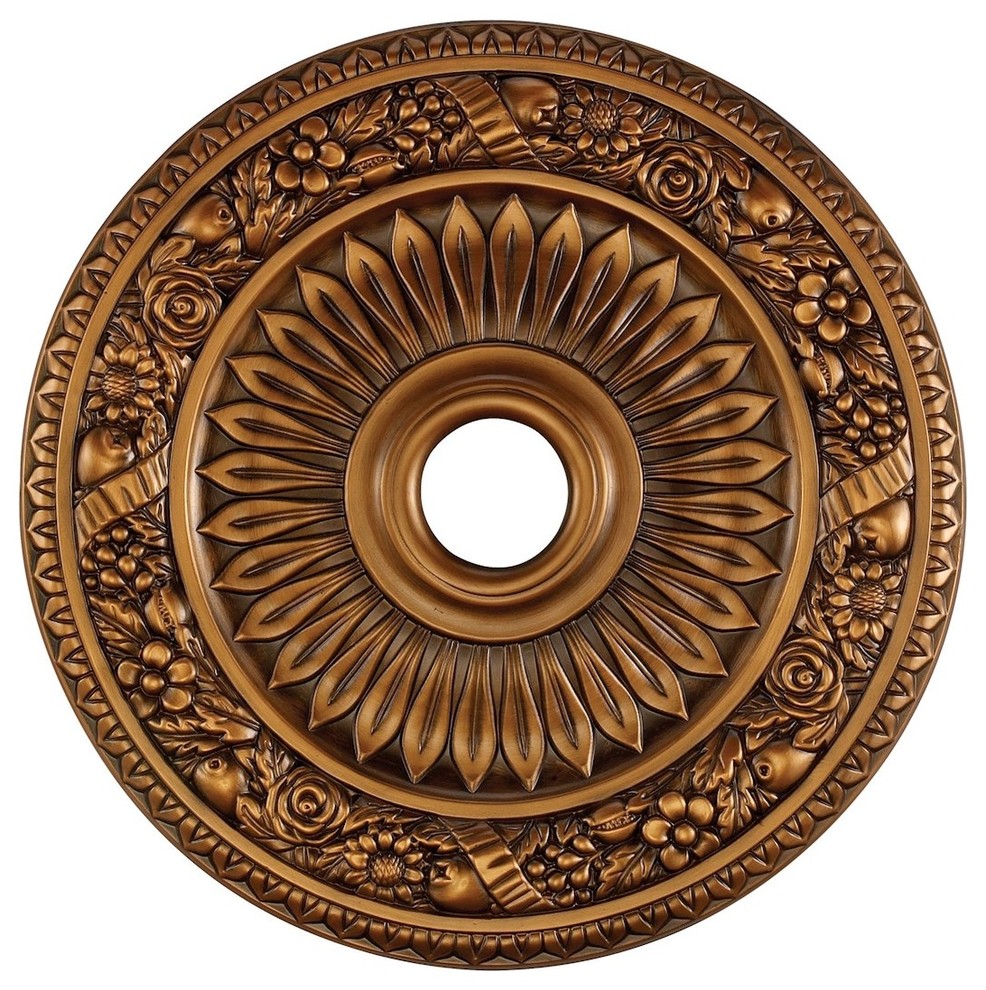 Floral Wreath 24Inch Medallion, Antique Bronze Traditional Ceiling