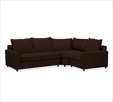 PB Comfort Square Arm Upholstered Left 3-Piece Wedge Sectional, Knife-Edge Cushi