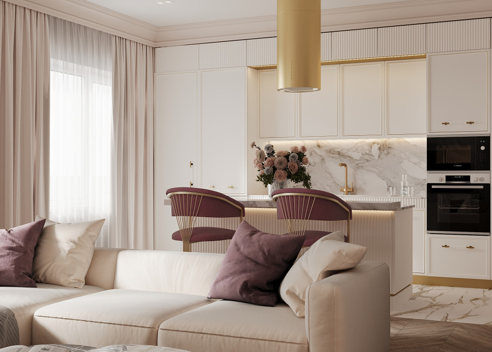 Проект Кухни-гостиной, 31 кв.м  ЖК "Настоящее", Москва