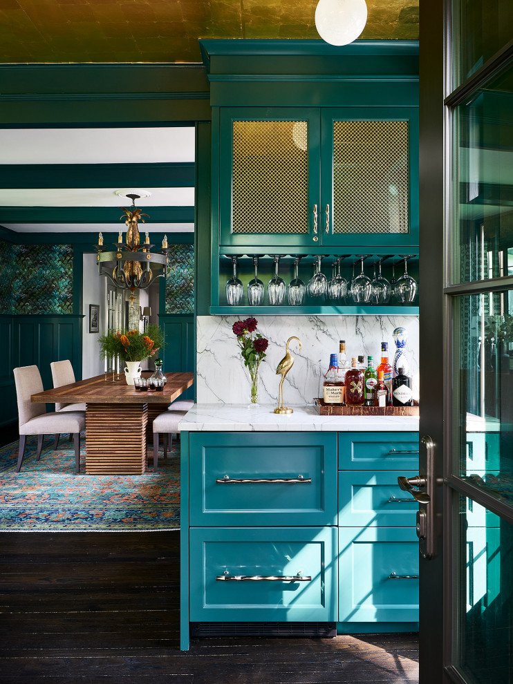 Inspiration for a transitional home bar remodel in Chicago