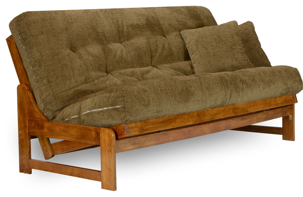 Arden Futon Set, Frame, Premium 8" Mattress Traditional Futons by