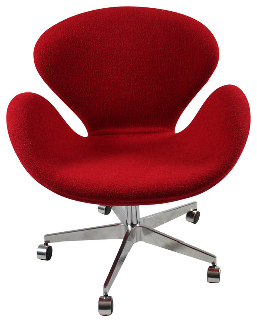 Swan Chair With Casters in Red Wool
