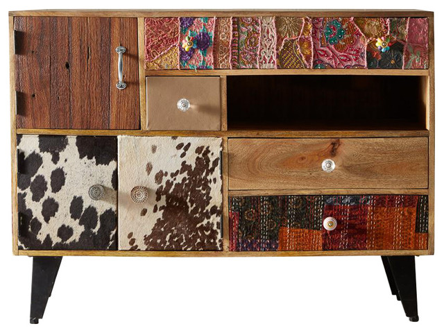 Pearl Large Reclaimed Wood Sideboard, Multicoloured
