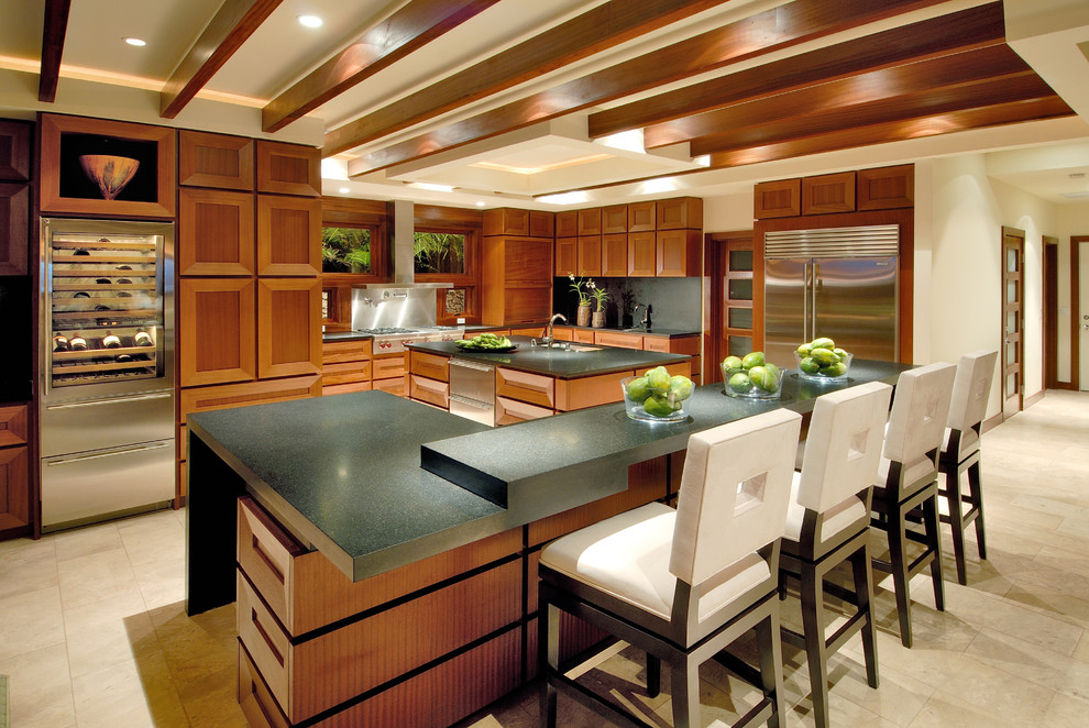 Inspiration for a contemporary kitchen in Santa Barbara with stainless steel appliances.