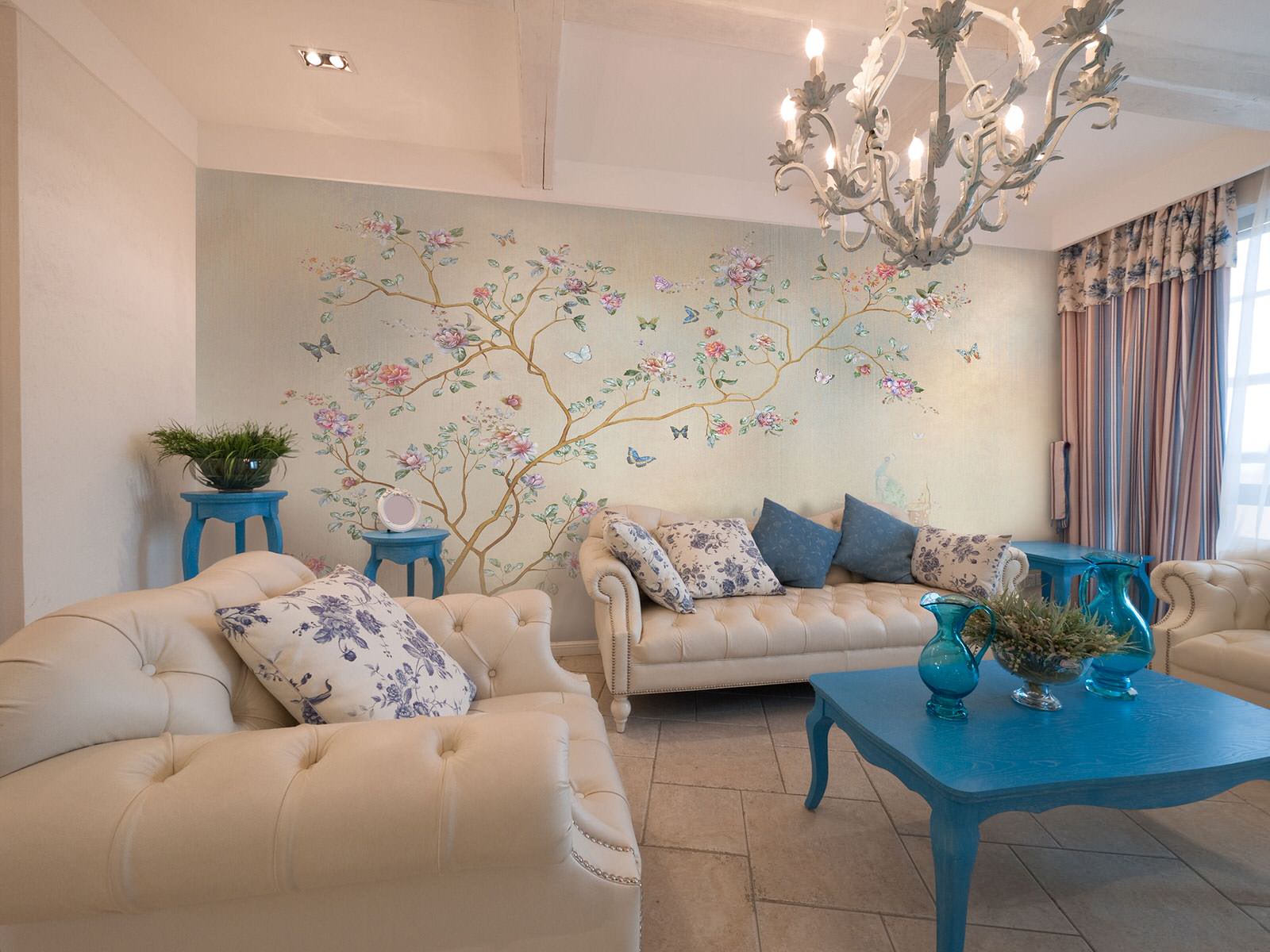 Гостиная с фреской La Stanza из коллекции «Шинуазри»