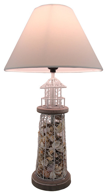 seashell filled floor lamp