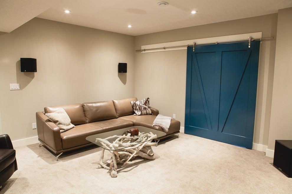 Example of a transitional basement design in Calgary