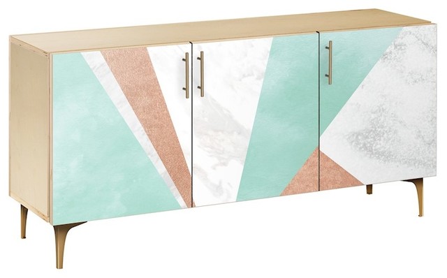 NYE Koncept Modern Angles Arc Sideboard, Natural/Brass