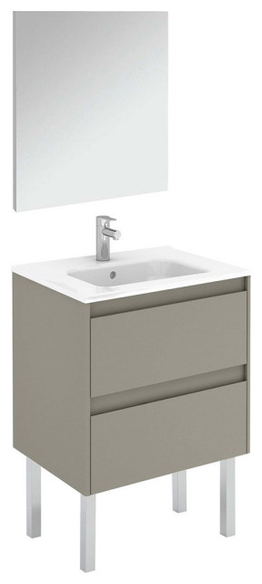Ambra 60F Pack 1 Freestanding Bathroom Vanity with Mirror in Matte Sand