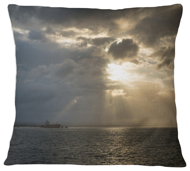 Beautiful Cloudy Sunset At Australia Beach Seashore Throw Pillow Beach Style Decorative Pillows By Design Art Usa