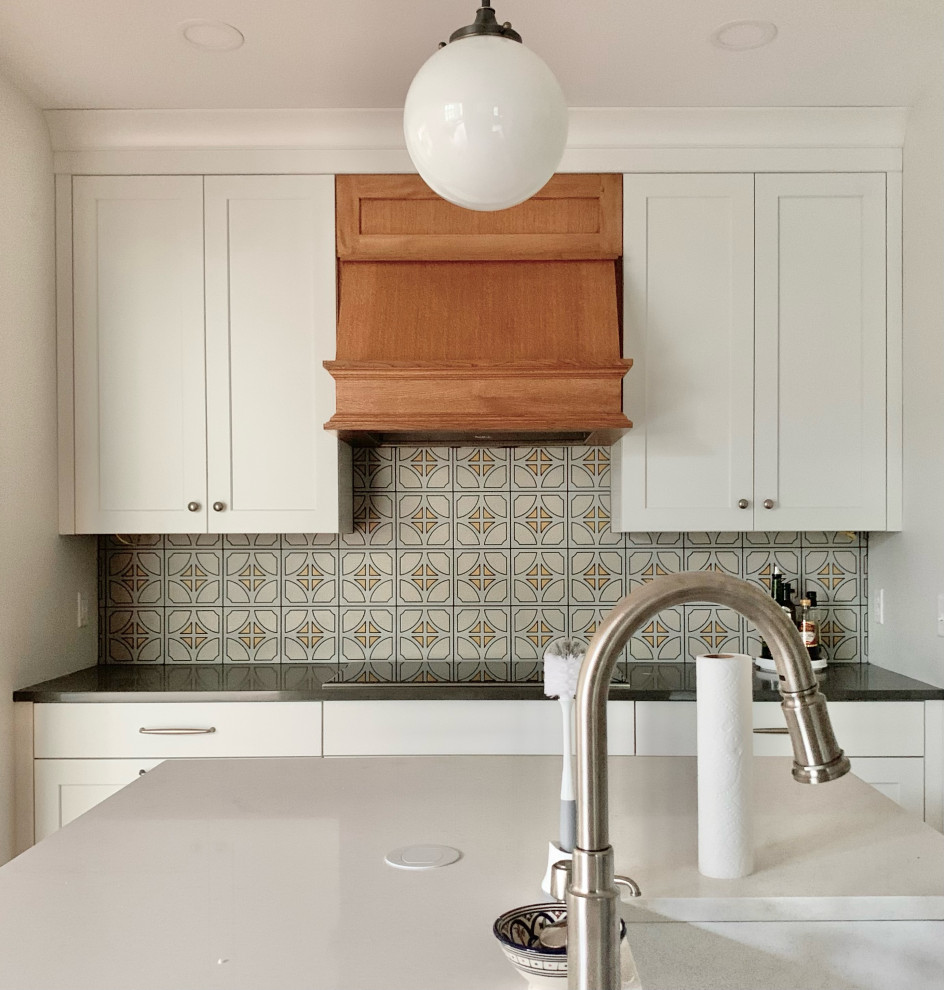 View of Modern Metro Handpainted Kitchen Backsplash - Midcentury - Kitchen ...