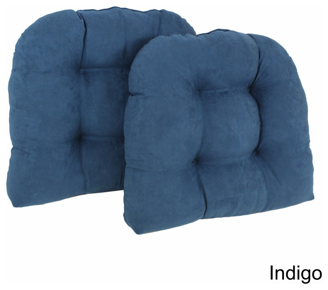 19" UShaped Micro Suede Tufted Dining Chair Cushion, Set of 2