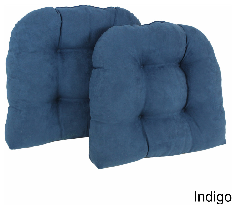 19" UShaped Micro Suede Tufted Dining Chair Cushion, Set of 2