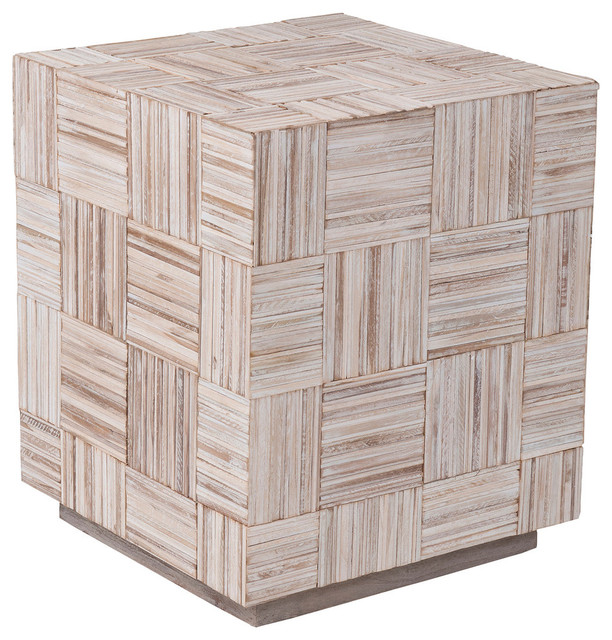 East at Main Avalon Off-White Teakwood Square Accent Table