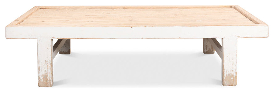 Large Wood Panel Coffee Table Antique White - Farmhouse - Coffee Tables ...