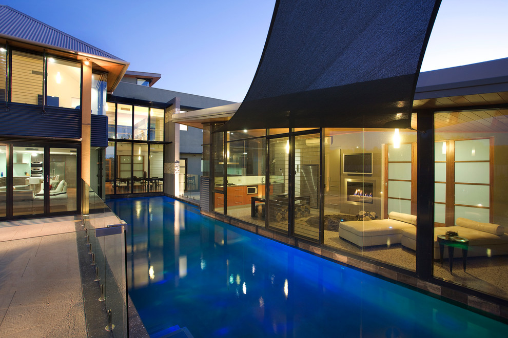 Photo of a contemporary lap pool in Perth.