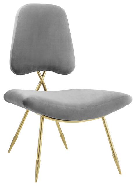 Ponder Upholstered Velvet Lounge Chair, Gray