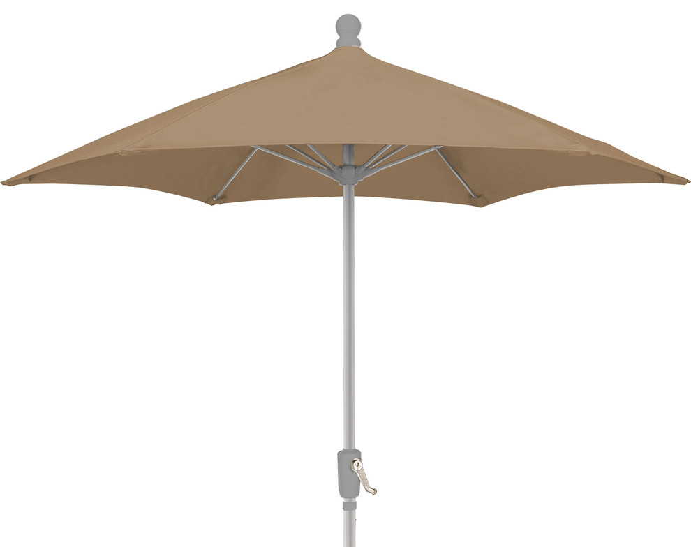 7 5 Hex Patio Umbrella 6 Rib Bright Aluminum With Beige Spun Acrylic Canopy Contemporary Outdoor Umbrellas By Virventures